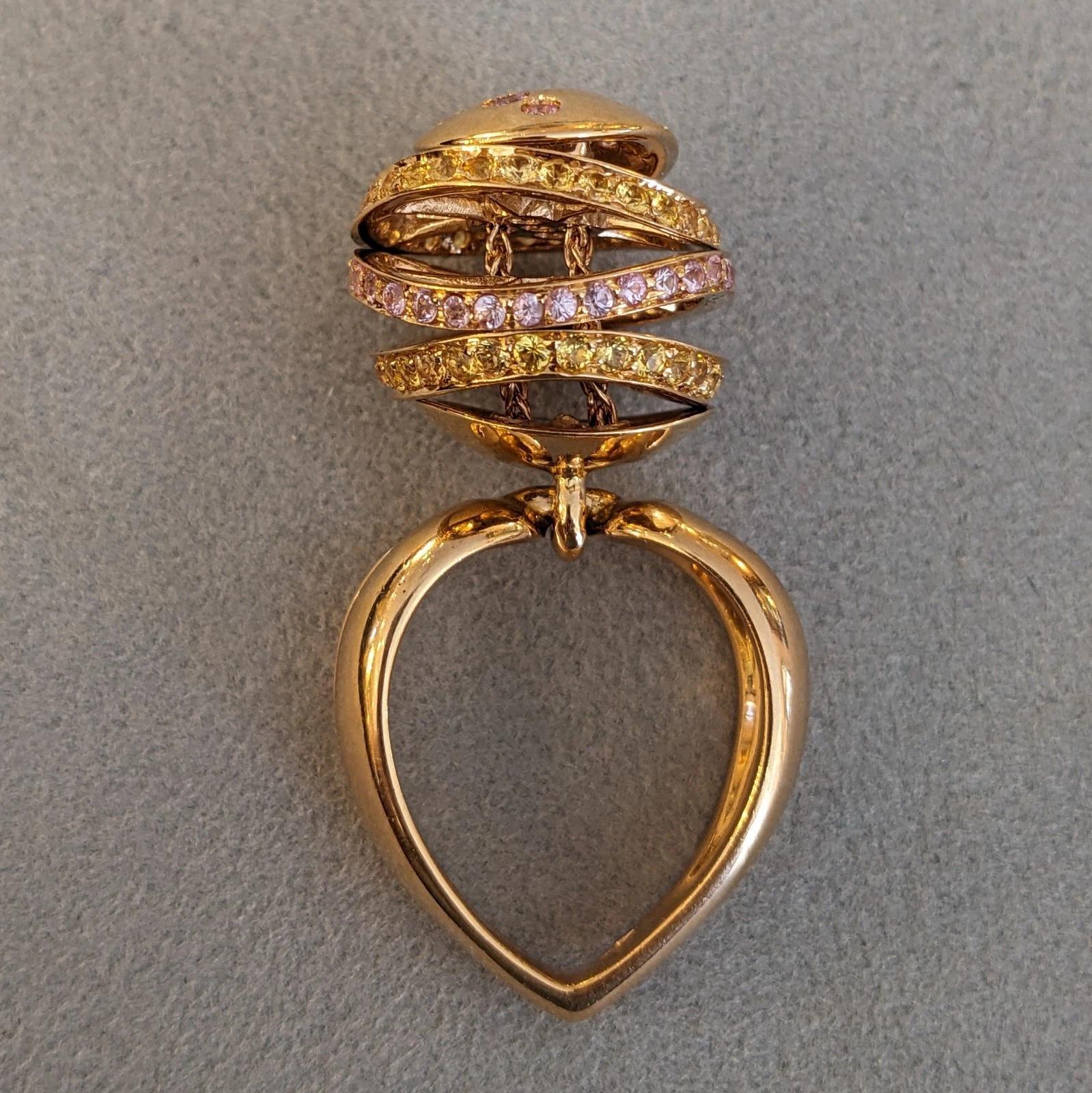 iO Si Italien Rosa und gelber Saphir Kugel Ring in 18k Rose Gold im Angebot 2