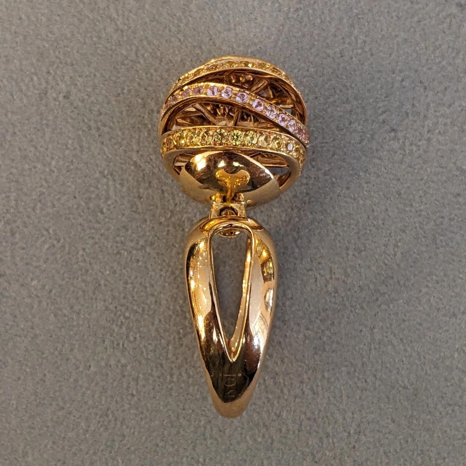 iO Si Italien Rosa und gelber Saphir Kugel Ring in 18k Rose Gold im Angebot 3