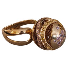 Anillo Bauble de Zafiro Rosa y Amarillo iO Si Italia en Oro Rosa de 18k