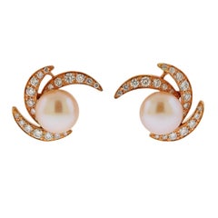 Io Si Rose Gold South Sea Pearl Diamond Earrings