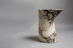 iO Side Table in Calacatta Viola Marble, Large by Adolfo Abejon for FORMAR