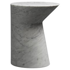 Io Side Table in White, Carrara Marble by Adolfo Abejon for Formar