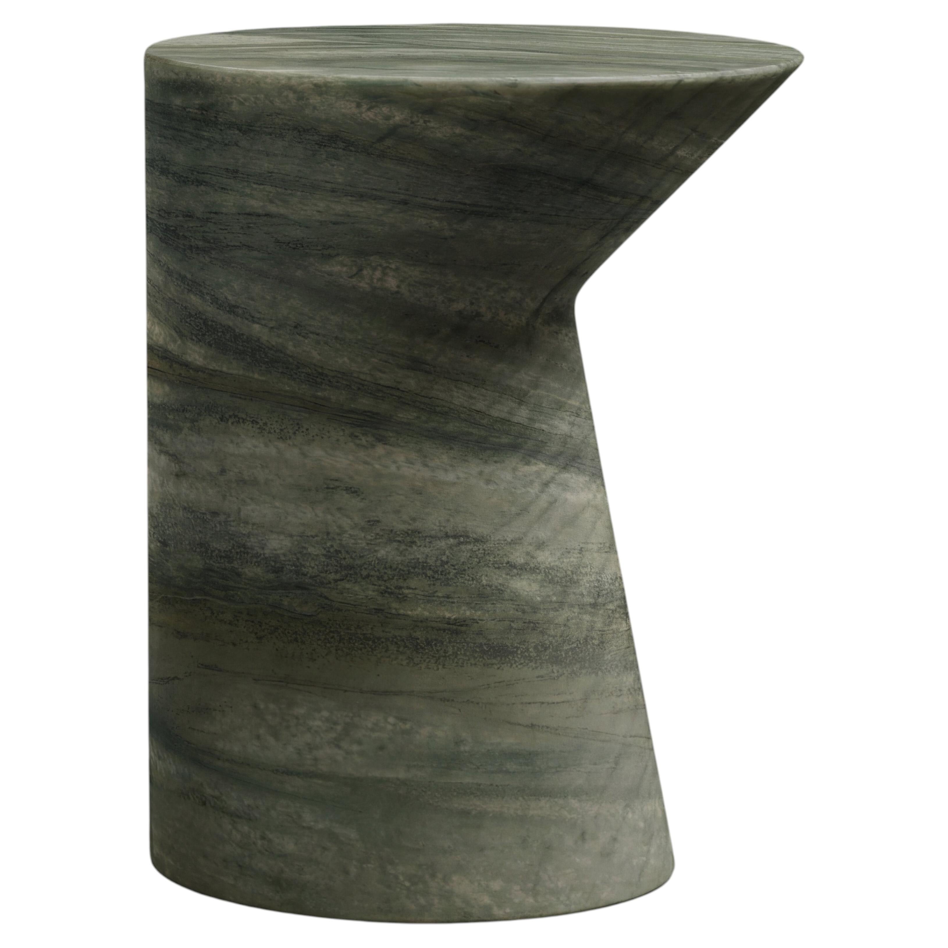 iO Side Table in Green Sekoya Marble, Large by Adolfo Abejon for FORMAR For Sale