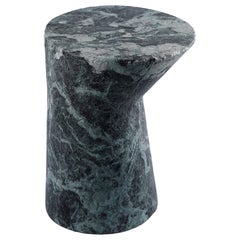 iO Side Table in Leathered Emerald Marble, Large by Adolfo Abejon for FORMAR