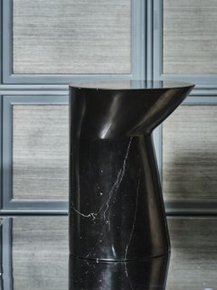 iO Side Table in Nero Marquina Marble, Large by Adolfo Abejon for FORMAR