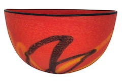 "Red Matte Bowl, " Hand Blown Glass signed by Ioan Nemtoi