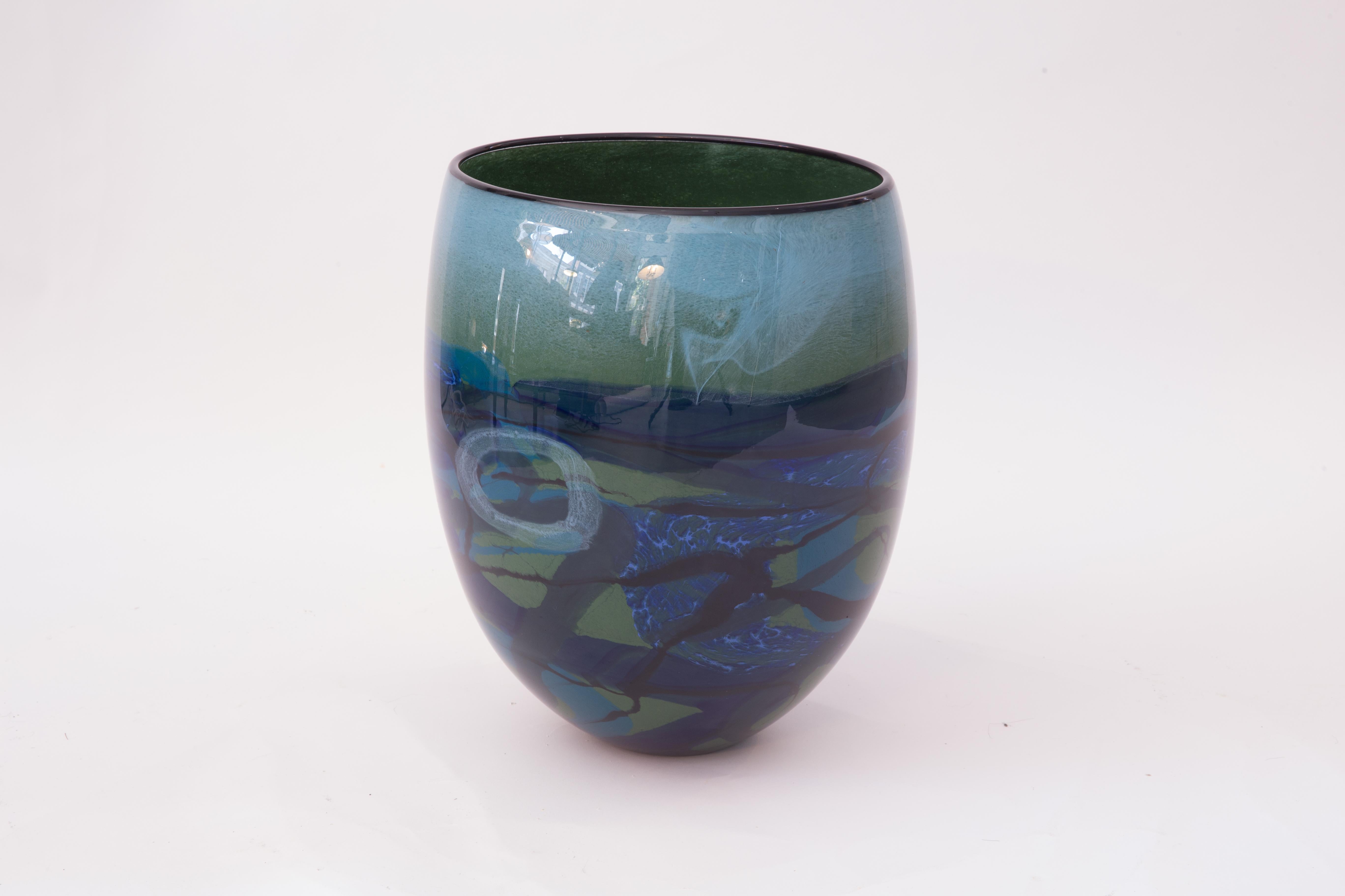 20th Century Ioan Nemtoi Tall  Blown Contemporary Art Glass Signed Vase