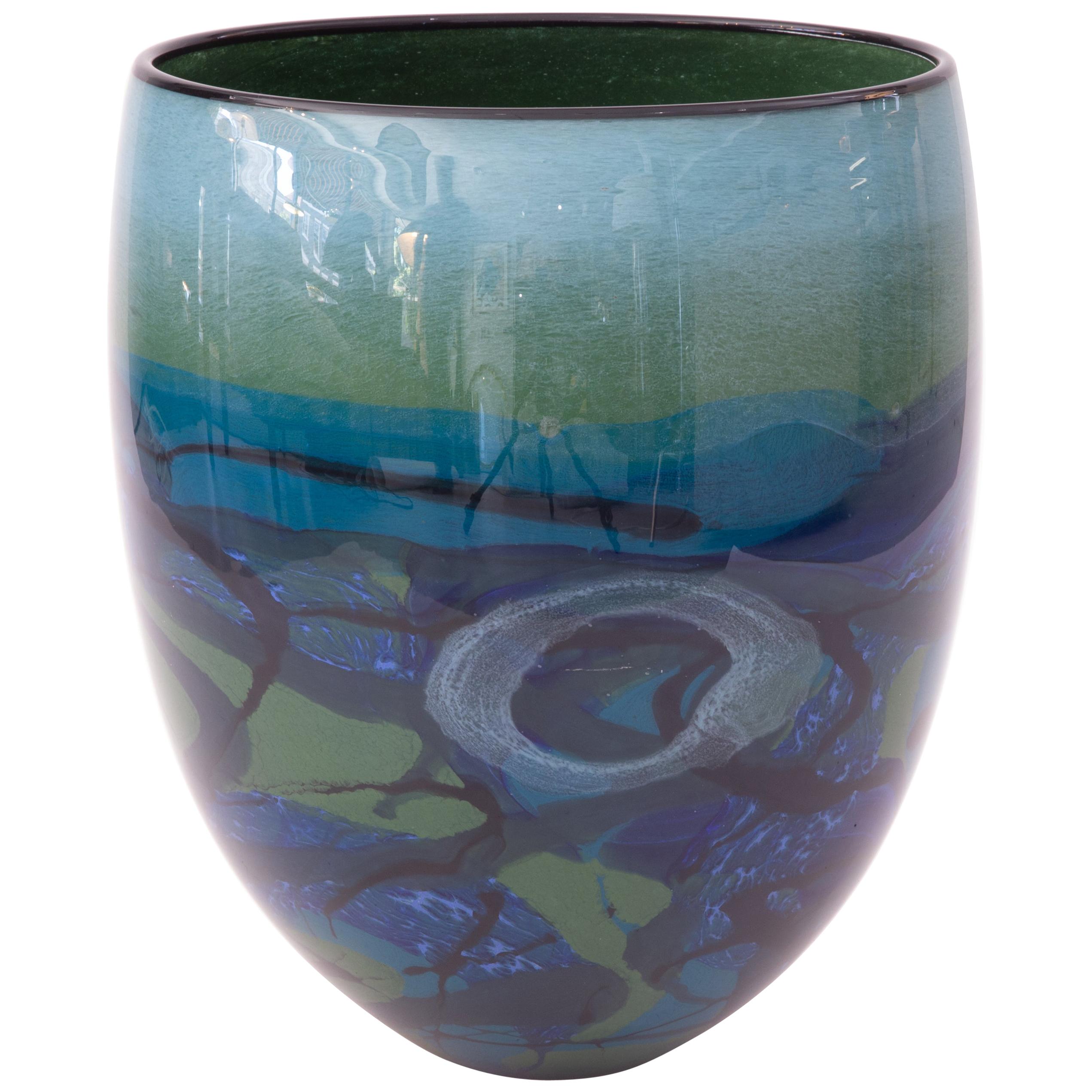 Ioan Nemtoi Tall  Blown Contemporary Art Glass Signed Vase