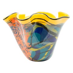 Ioan Nemtoi Very Large Floriform Napkin Contemporary Art Glass Signed Vase