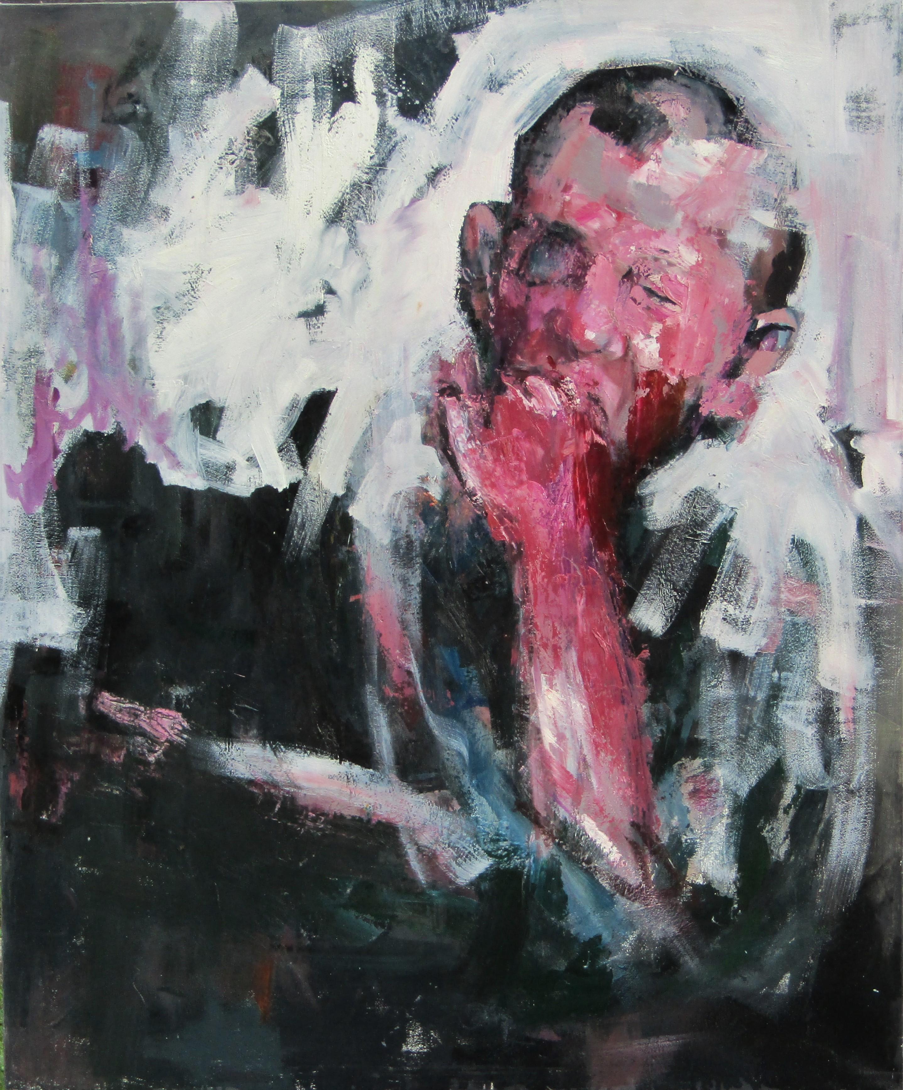 Anima Damnata, oil painting, figurative, expressionism, dark, green, asylum