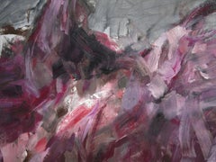 Irrational 5 abstract, oil on canvas, red, abstract expressionist, pink, contemp
