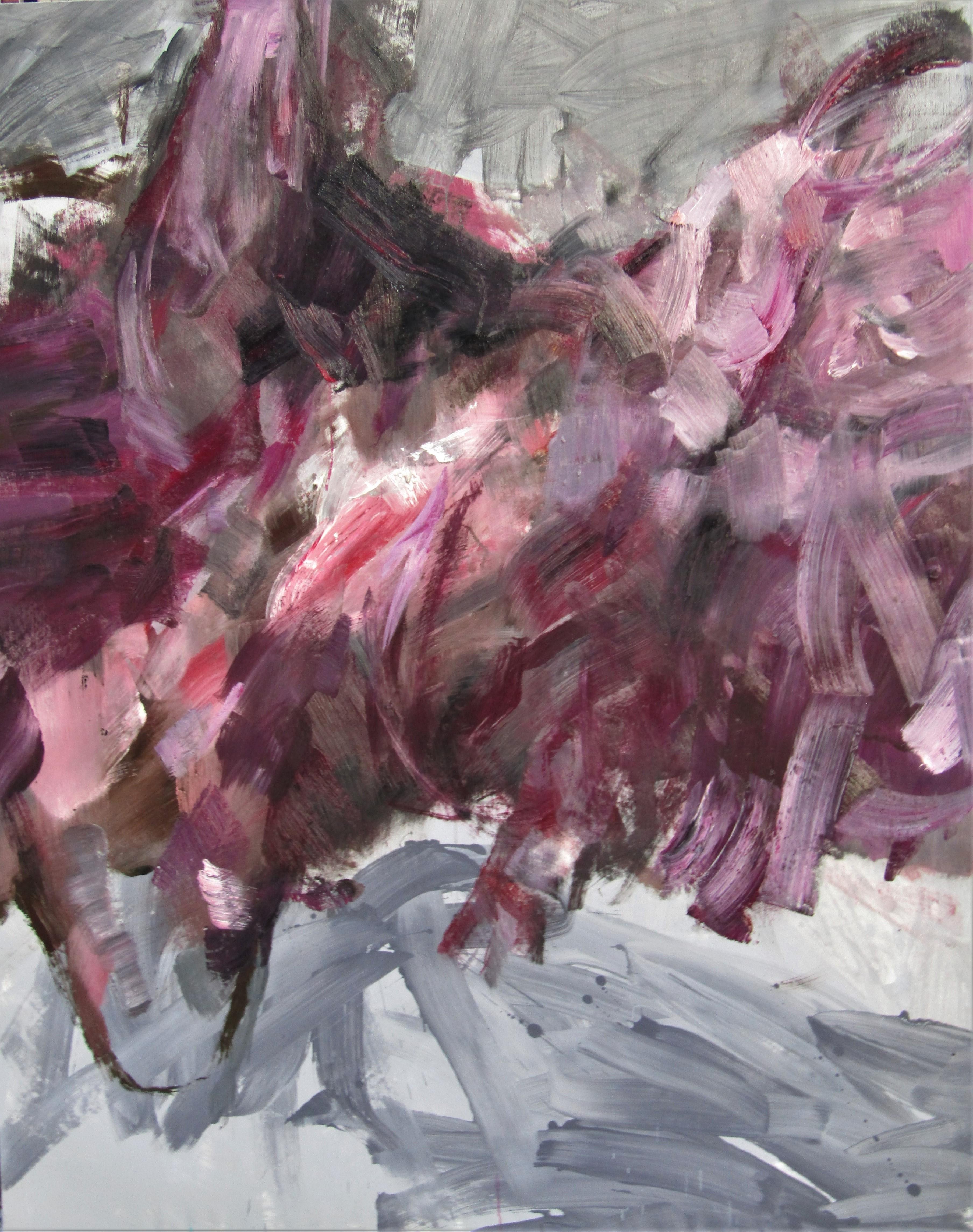 Ioana Baltan Figurative Painting - Irrational 5 abstract, oil on canvas, red, abstract expressionist, pink, contemp