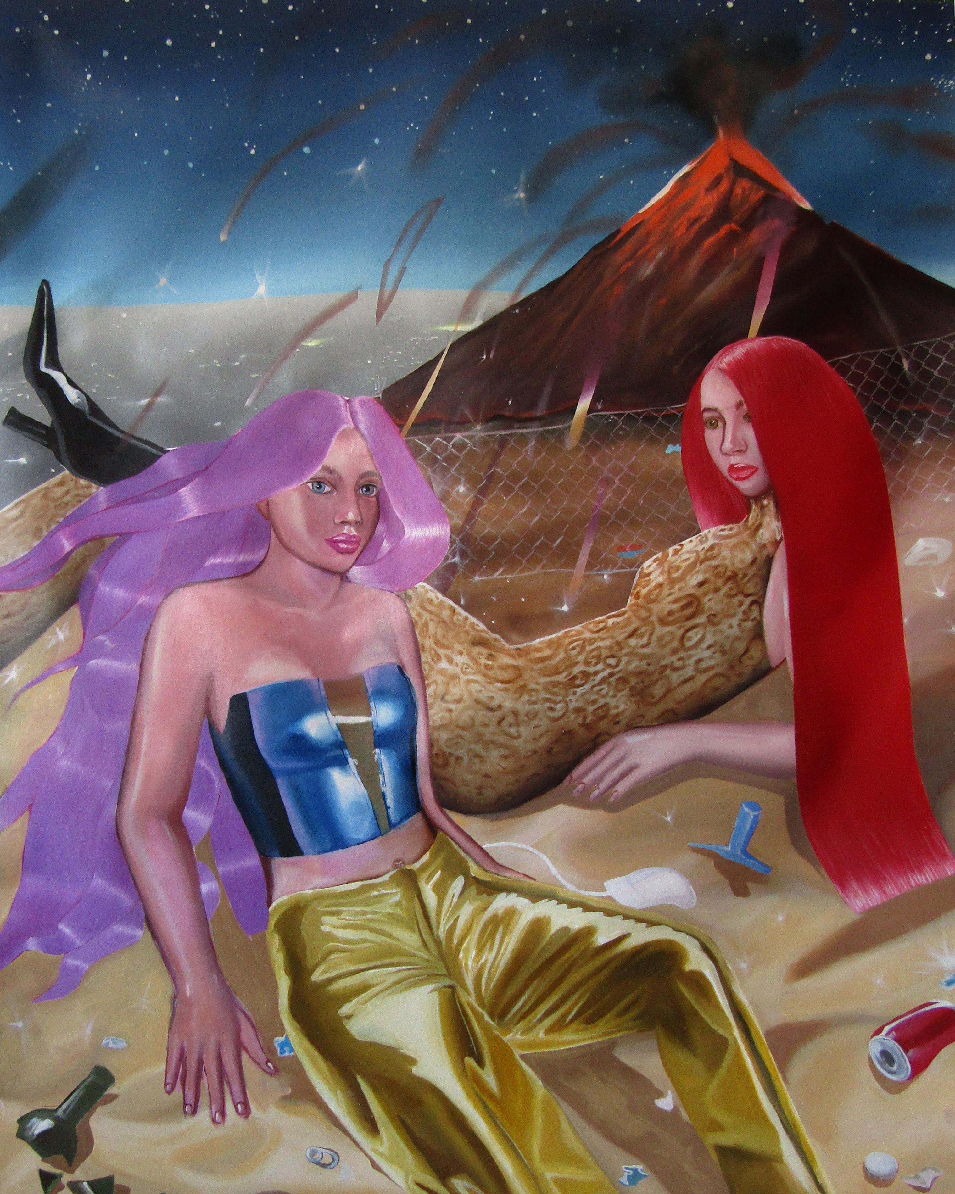 Ioana Baltan Figurative Painting - Underworld -(pop glam, neo pop, figiurative, mythological, oil painting, women