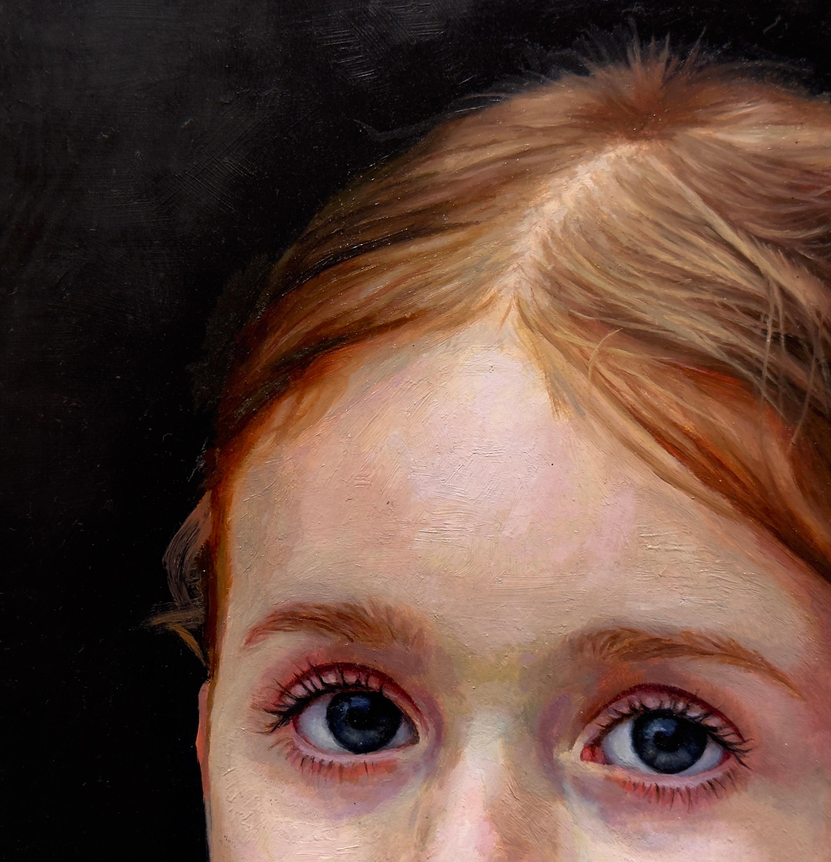 ALEXANDRA - Child Portrait / Flowers / Figurative Realism For Sale 1