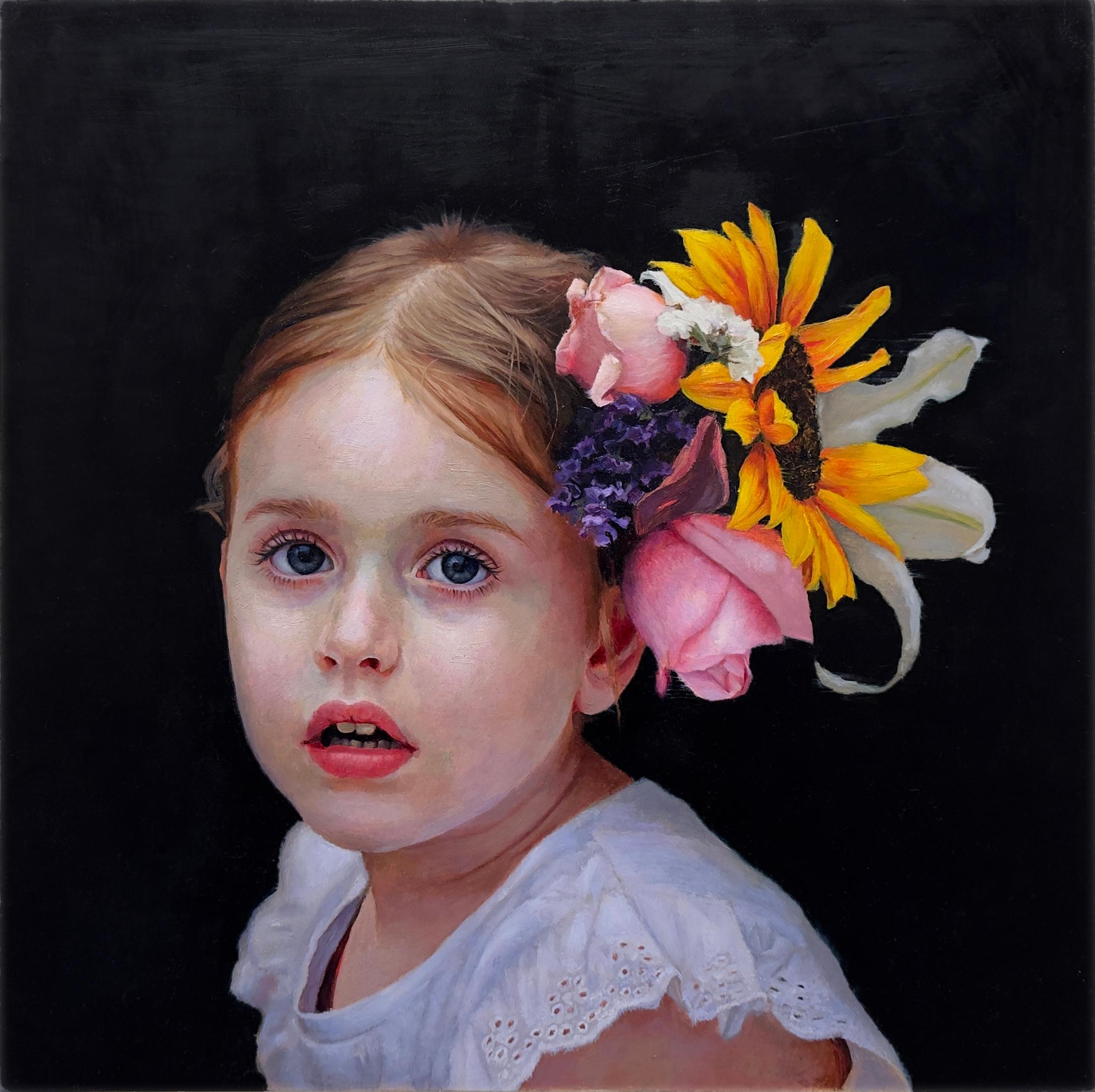ALEXANDRA - Ritratto di bambino / Fiori / Realismo figurativo