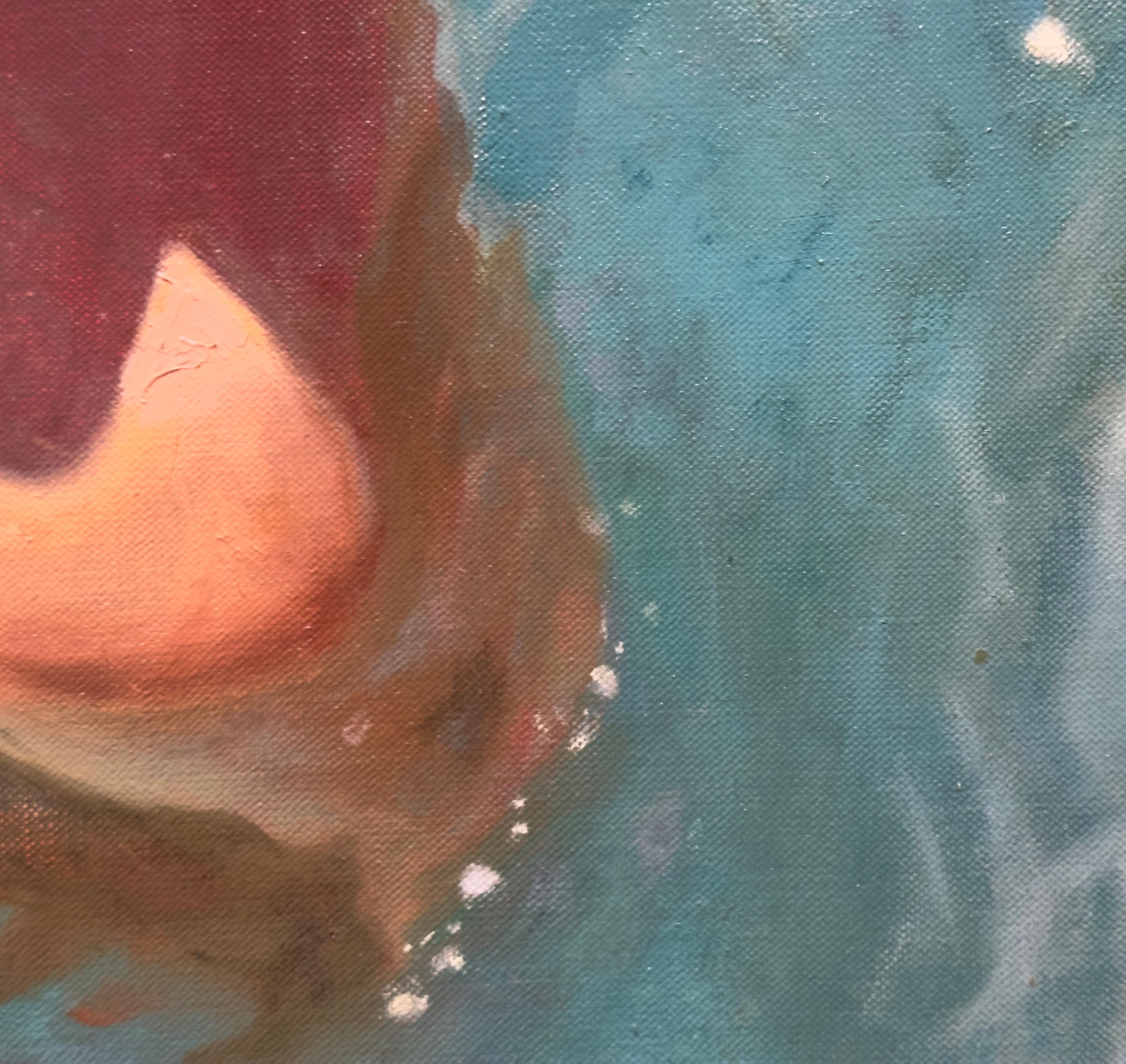 ARCONTIA - Grecia / Nadadora / Mujer / Realismo / Agua - Figurative Painting Gris de Ioanna Stefou