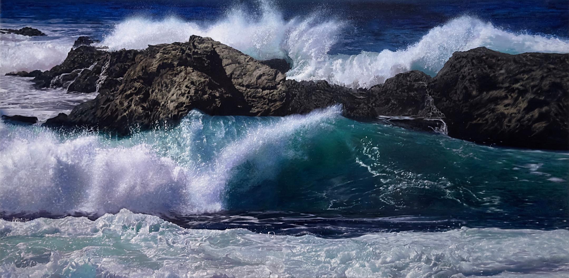 Landscape Painting de Ioanna Stefou - EN EL MAR II - Paisaje marino / Realismo / Grecia / Playa / Olas rompiendo