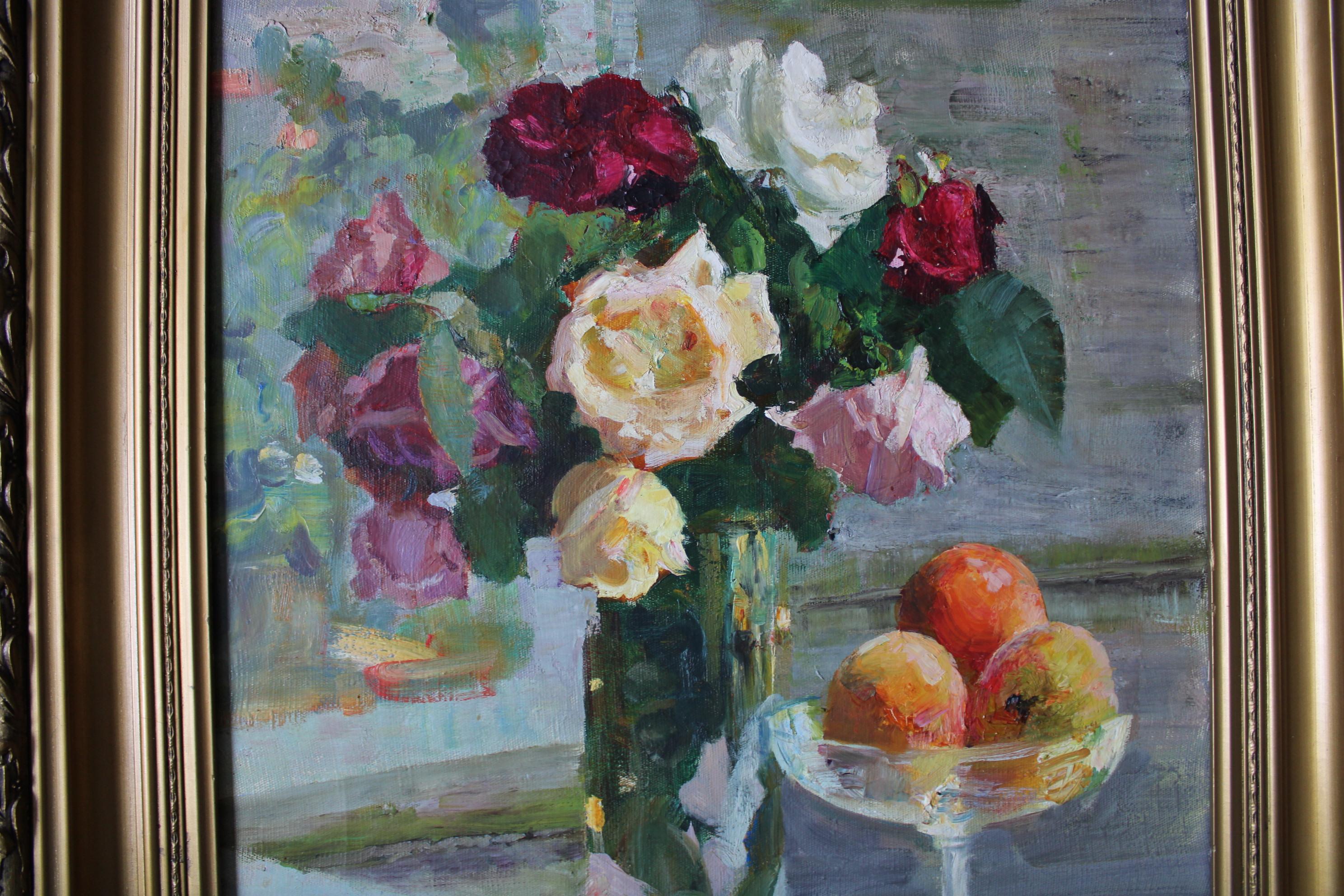 Still Life with flowers. Oil on canvas. 74x54 cm. For Sale 2