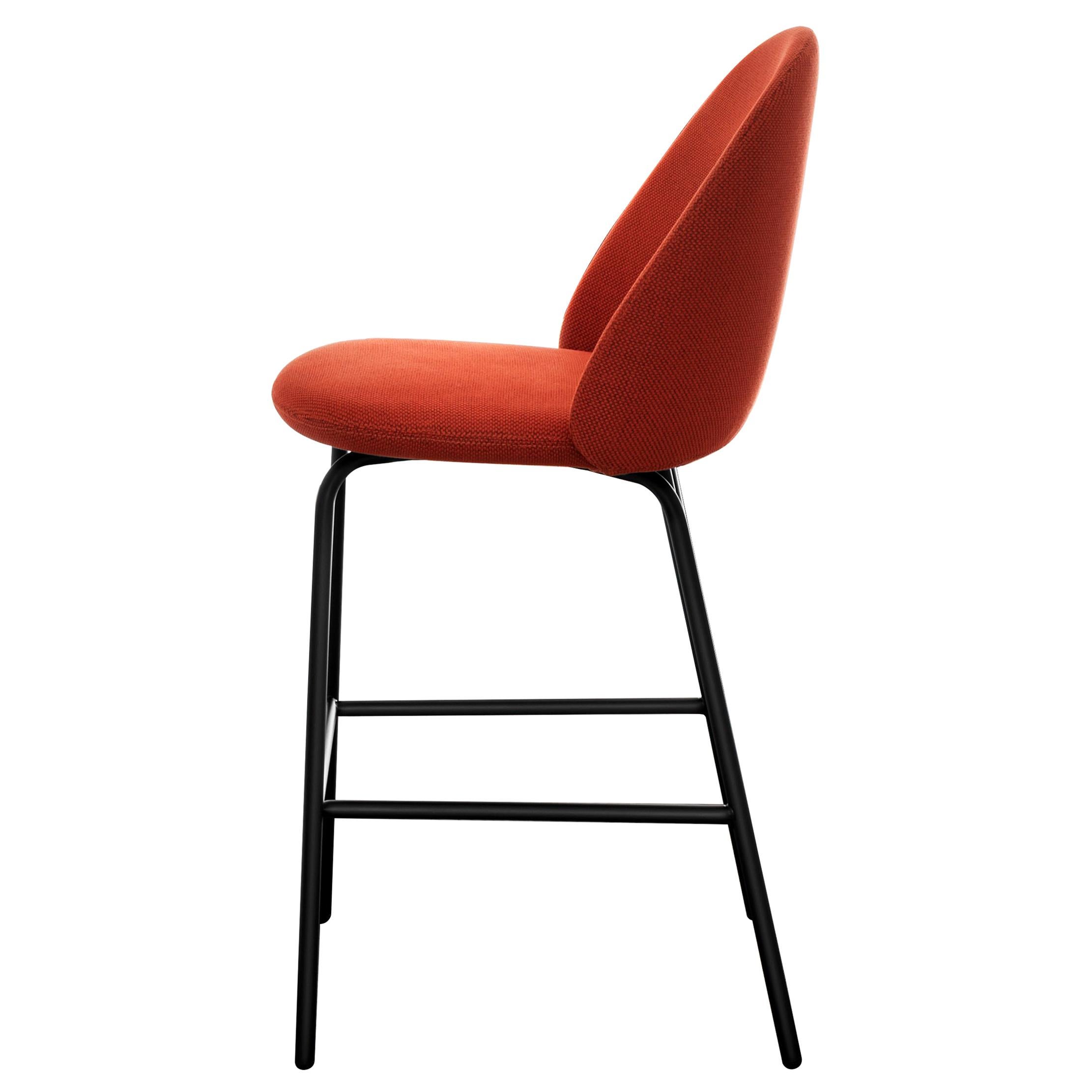 Iola Stool in Orange Fabric with Black Metal Base by E-GGS