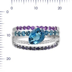 Iolite Amethyst Diamond Topaz White 14 Karat Gold Ring
