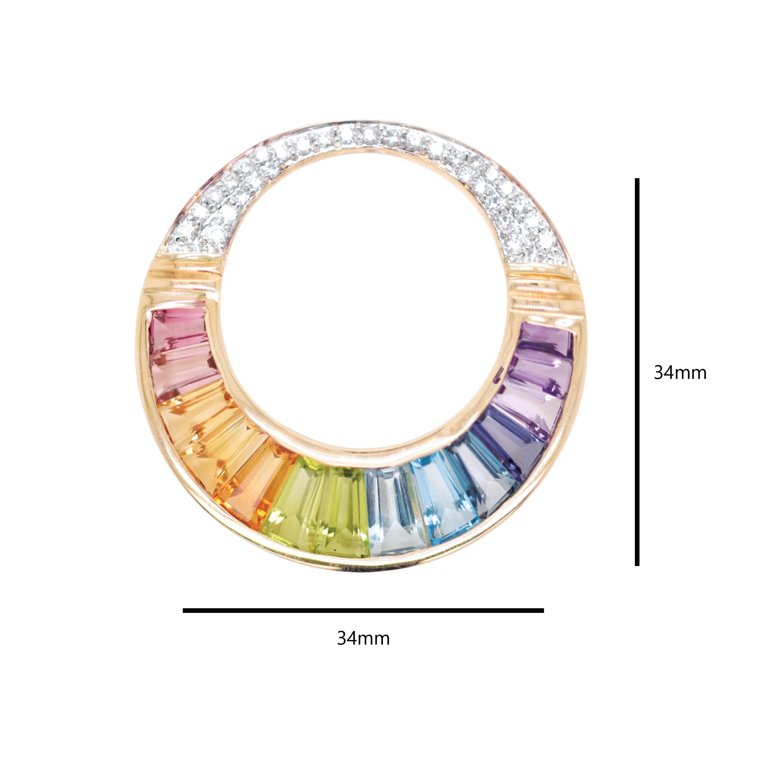 Baguette rastremato Iolite Ametista Topazio Peridoto Citrino Tormalina Diamante Orecchini pendenti in oro in vendita