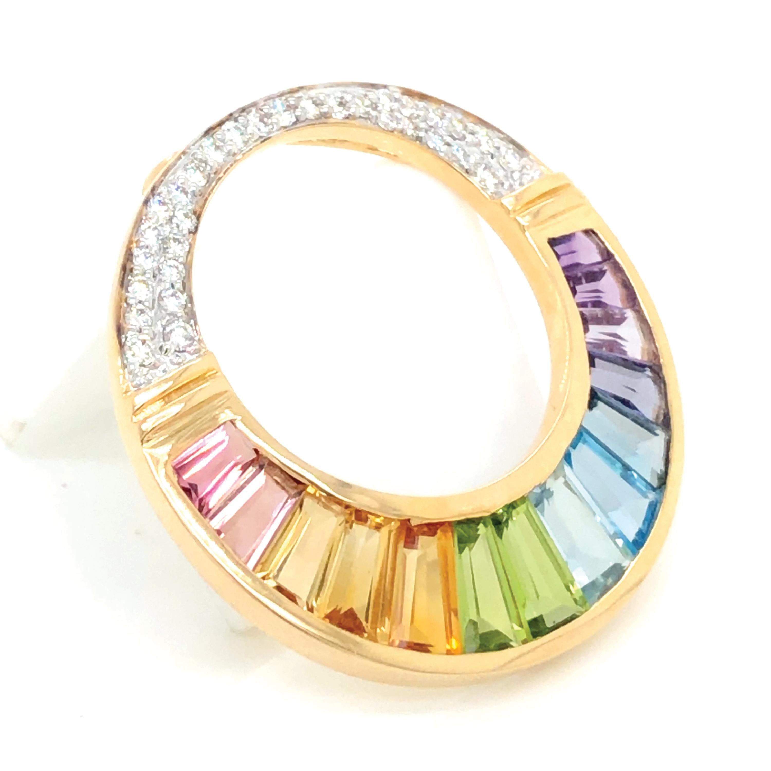 Iolite Ametista Topazio Peridoto Citrino Tormalina Diamante Orecchini pendenti in oro in vendita 3