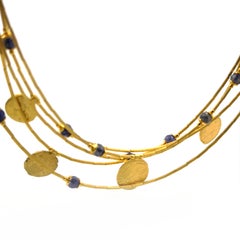 Iolite Ancient Coins Gold Plate Silver Design Artist Hand Made Link Necklaces