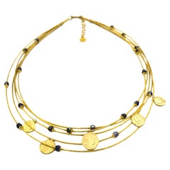 Iolite Ancient Coins Gold Plate Silver Design Artist Hand Made Link Necklaces