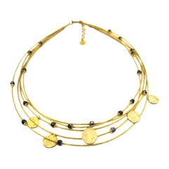 Iolite Ancient Coins Gold Plate Silver Design Artist Hand Made Link Necklaces