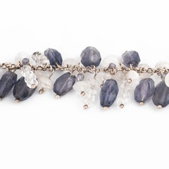 Iolite and Blue Flash Moonstone Sterling Silver Beaded Bracelet