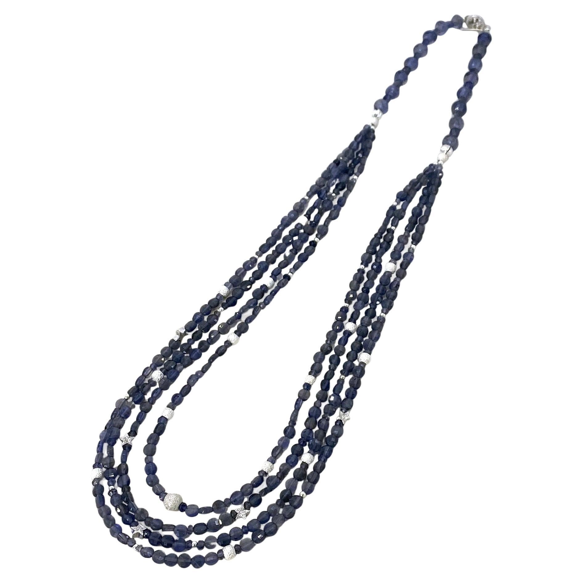 Collar de varias vueltas de iolita y plata de ley Artesano en venta