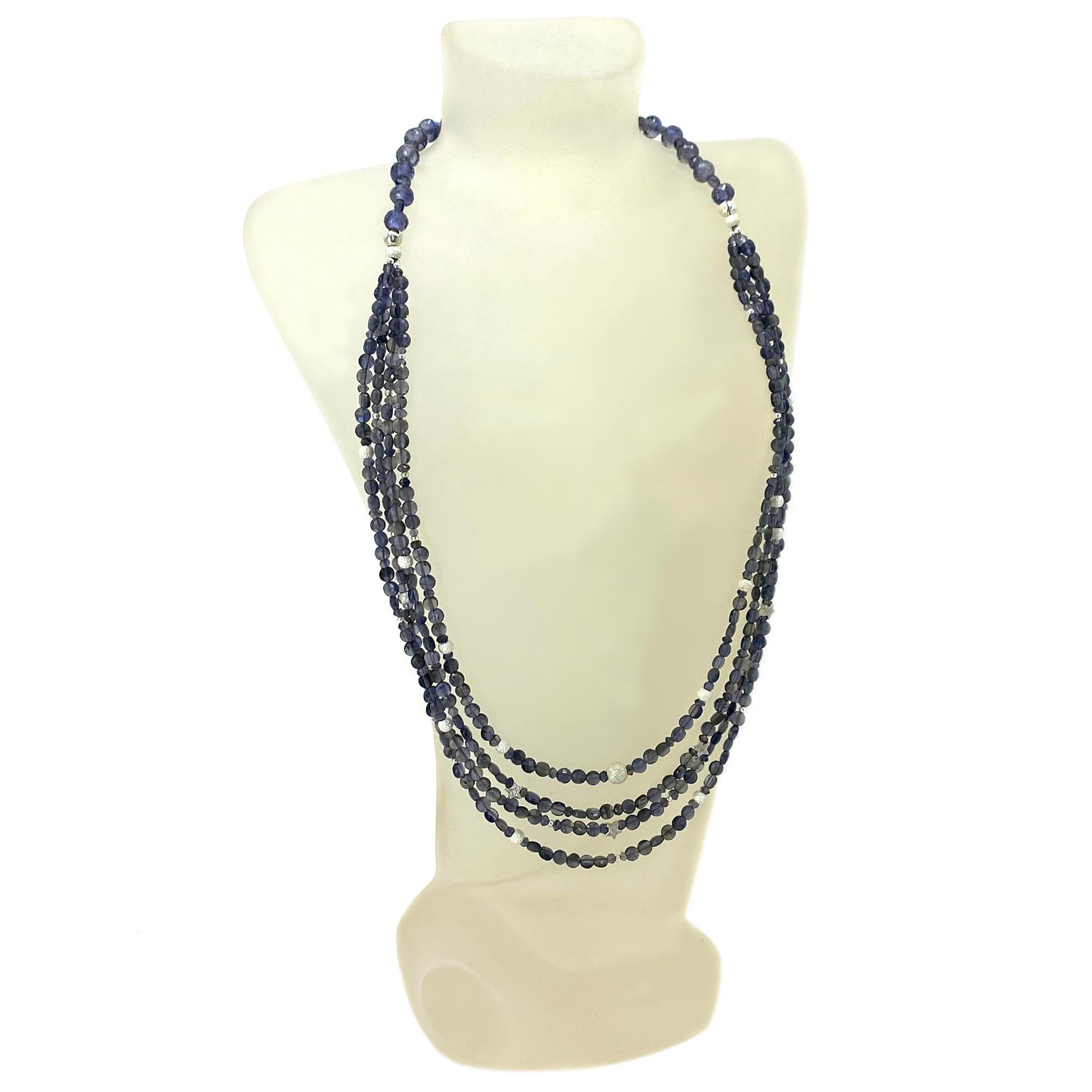 Collar de varias vueltas de iolita y plata de ley Cuenta en venta