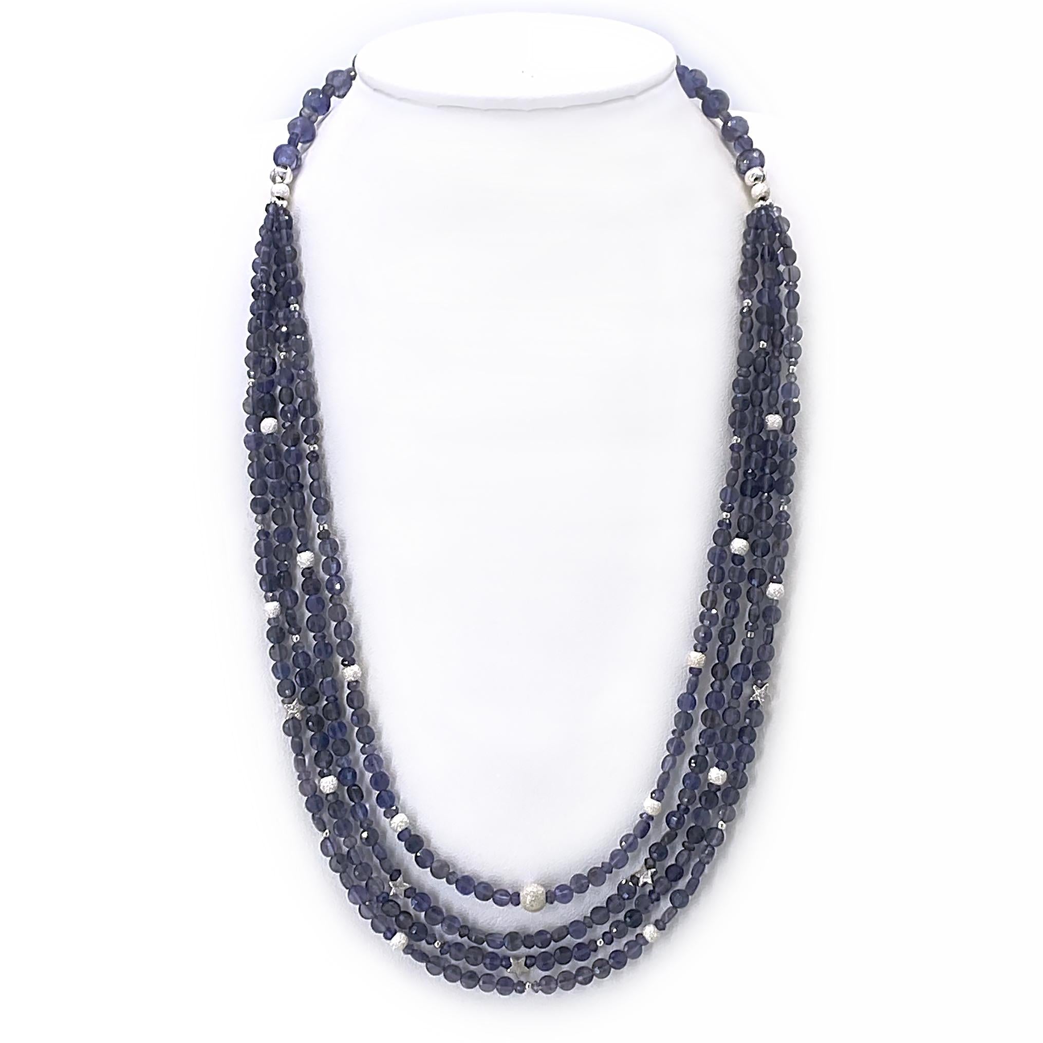 Collar de varias vueltas de iolita y plata de ley en Nuevo estado para la venta en Atlanta, GA