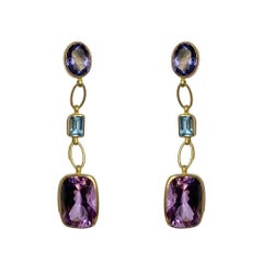 Iolite, Blue Topaz, and Lavender Amethyst Earrings in 18 Karat, A2 by Arunashi