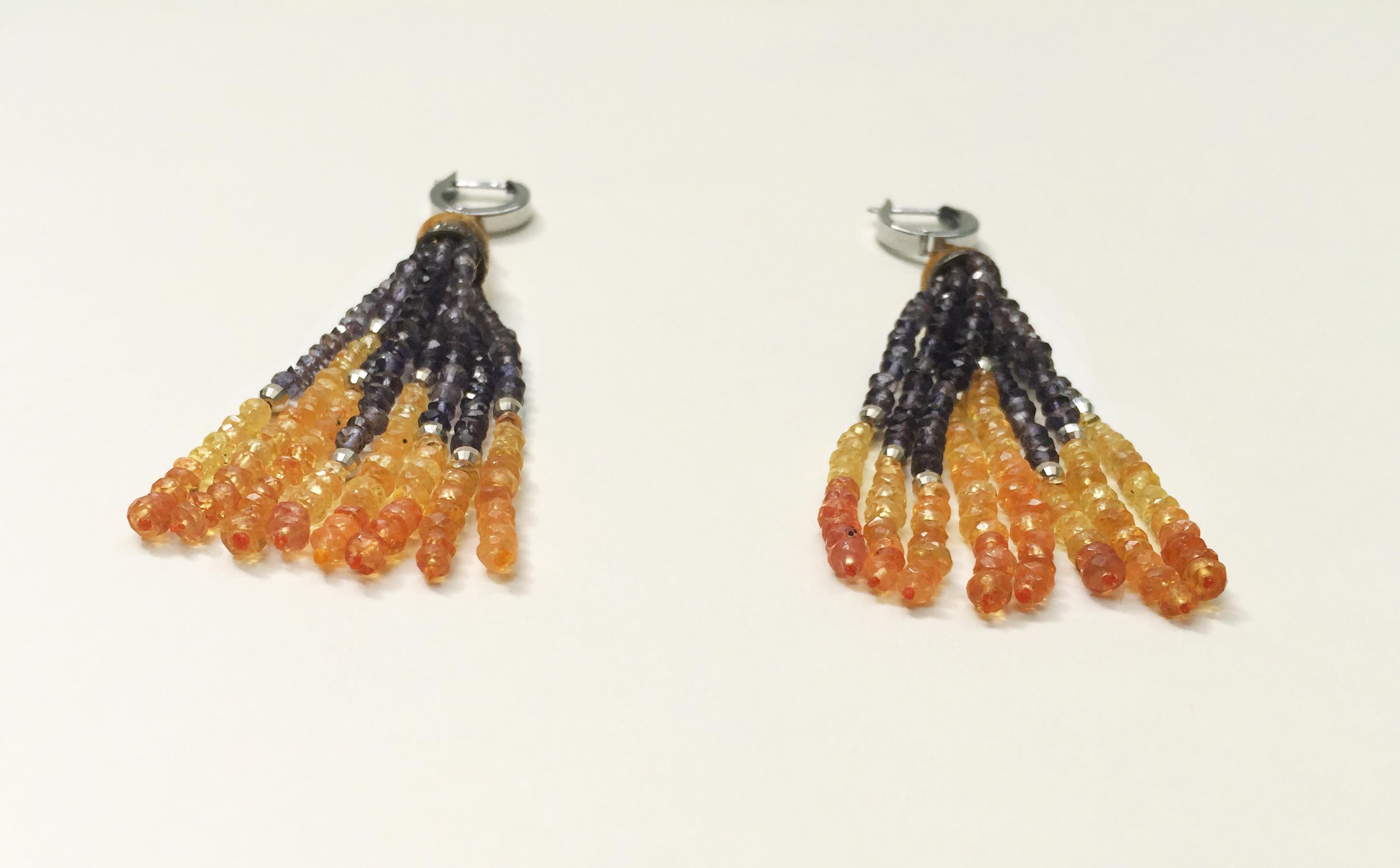 Women's Marina J Iolite, Citrine & Yellow Sapphire Tassel Earrings with 14 K White Gold