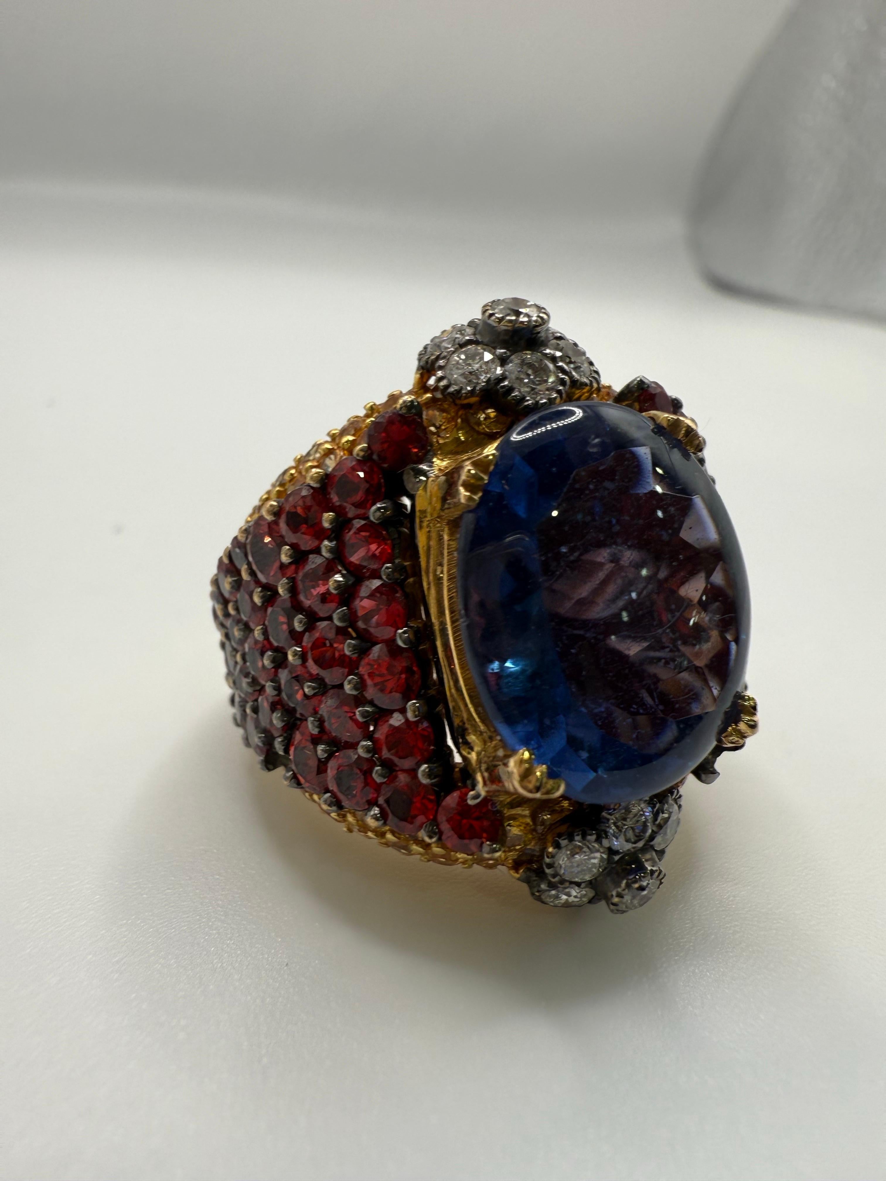 Iolith-Cocktail-Diamantring 18KT Gold im Zustand „Neu“ im Angebot in Boca Raton, FL