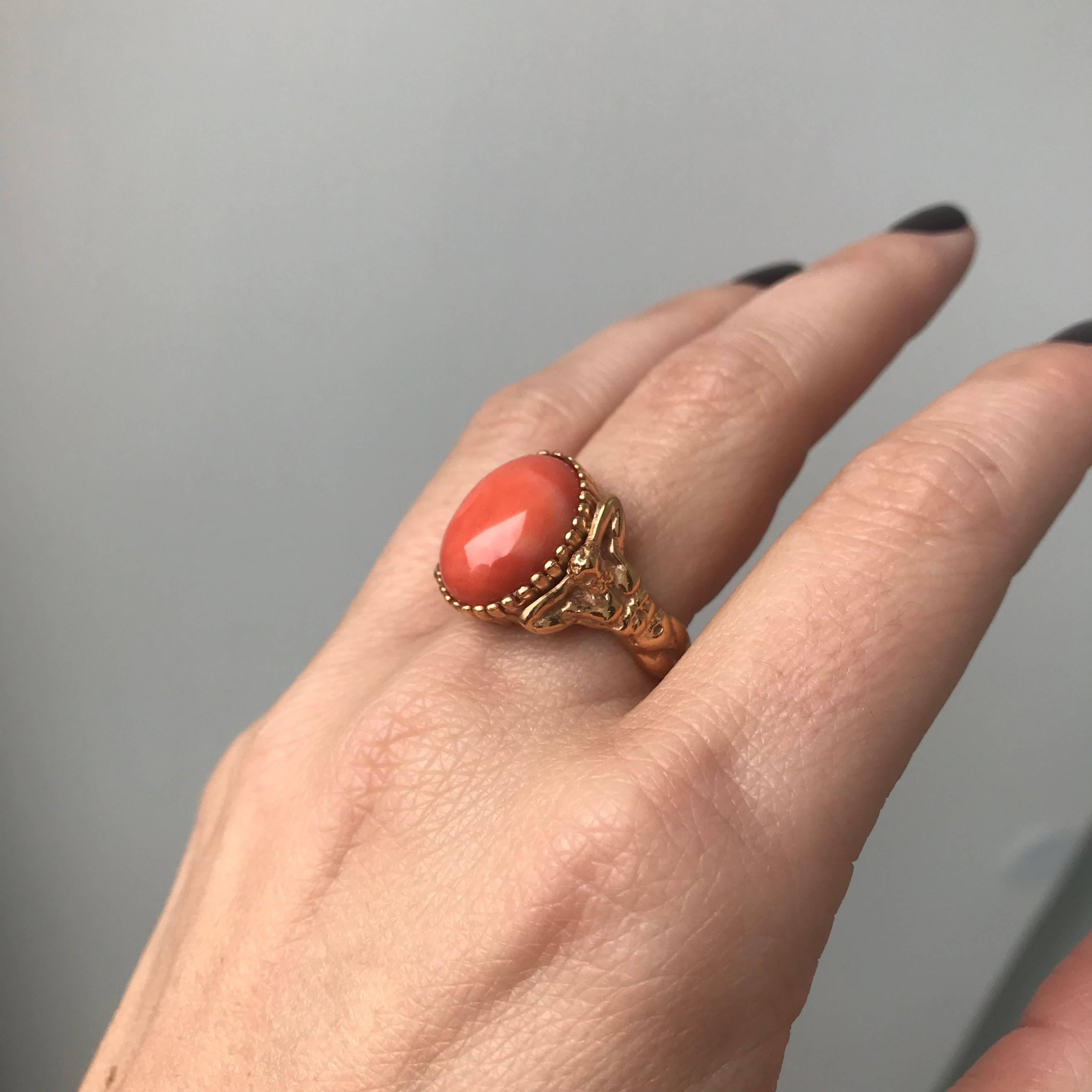 Coral Gold Sculptural Man Body Dome Gold Ring 2