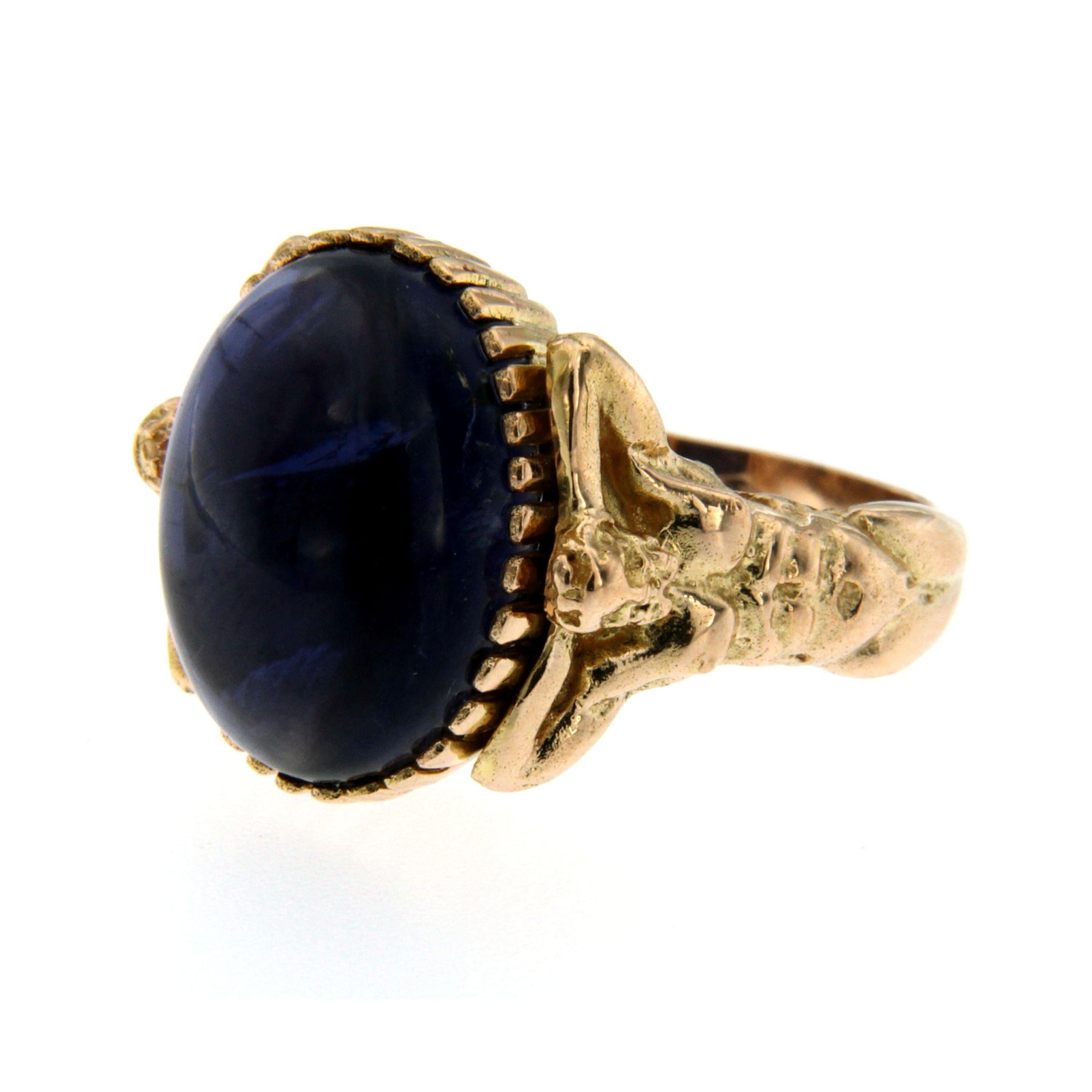 For Sale:  Iolite Gold Sculptural Unisex Body Dome Gold Ring 2