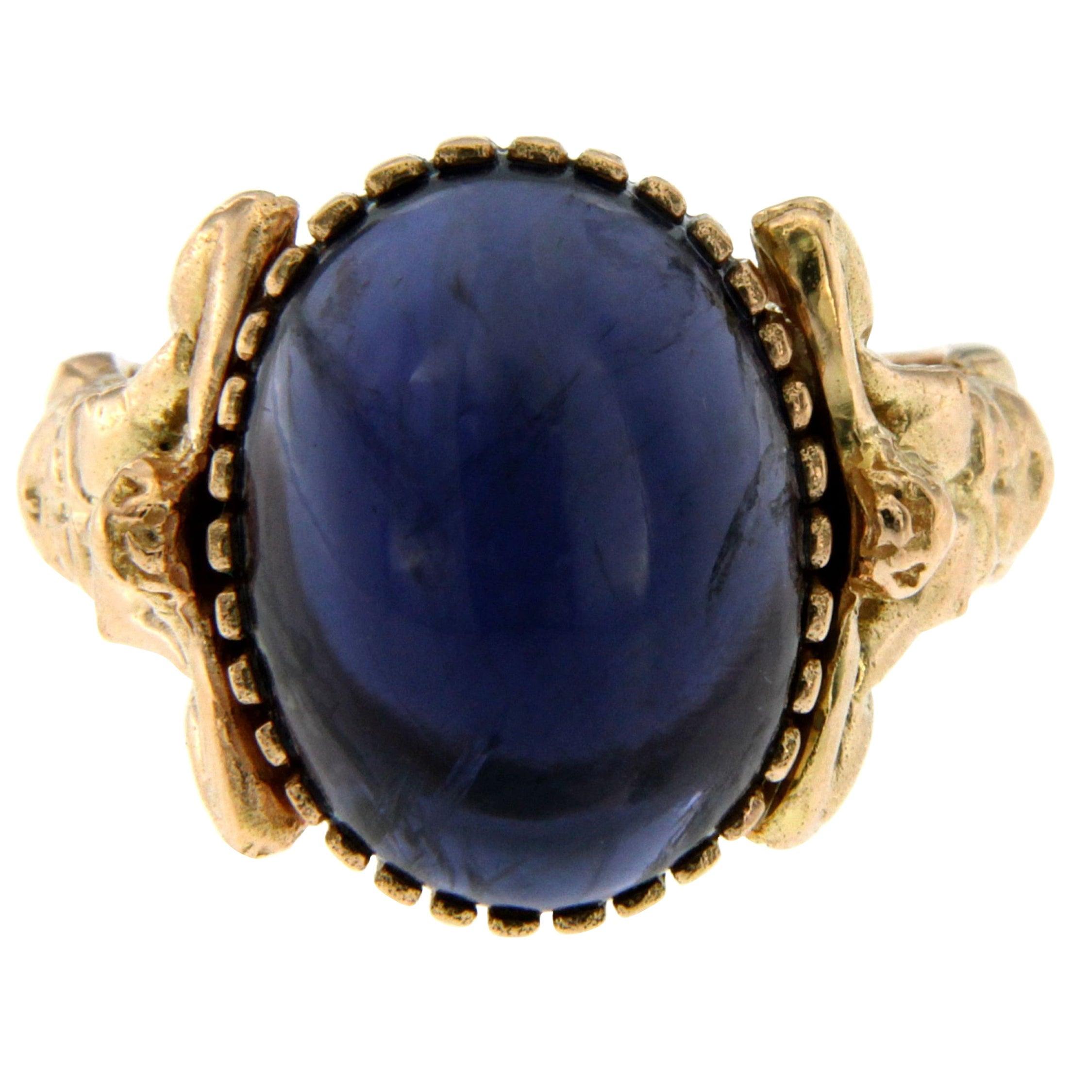 For Sale:  Iolite Gold Sculptural Unisex Body Dome Gold Ring