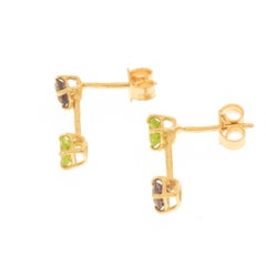 Iolite Peridot 9 Karat Rose Gold Earrings Handcrafted in Italy