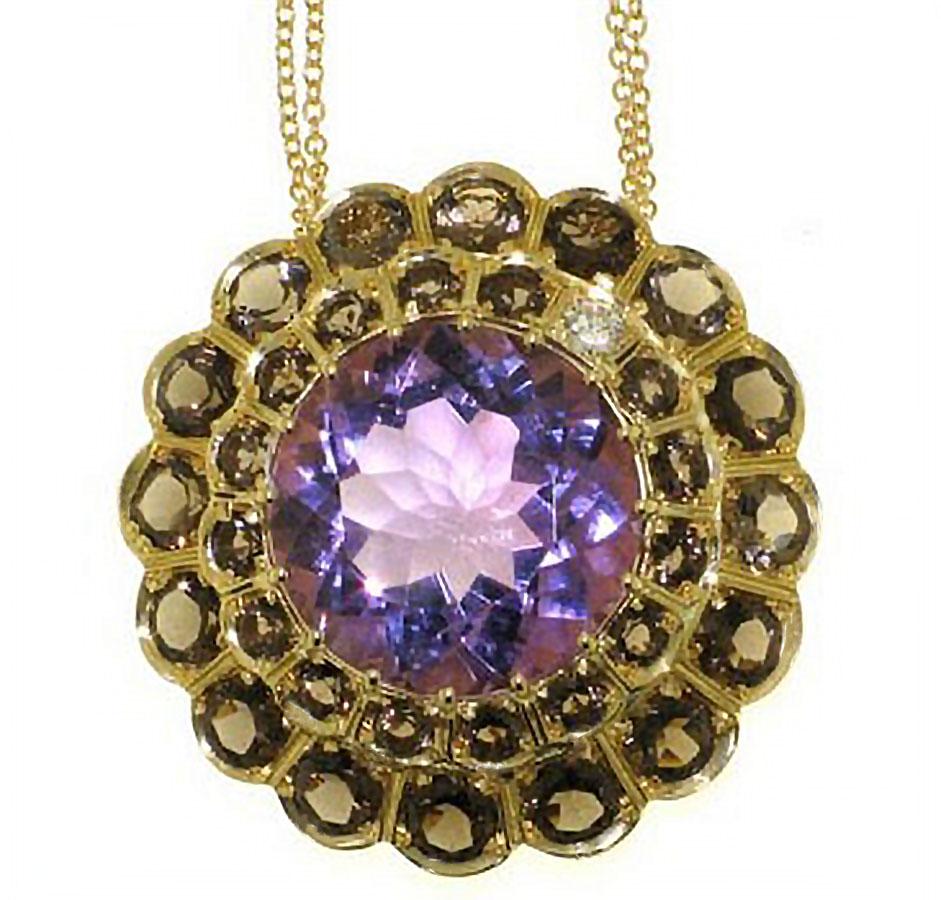Iolite Sky Blue Topaz Diamond 18 Karat White Gold Necklace In New Condition For Sale In London, UK