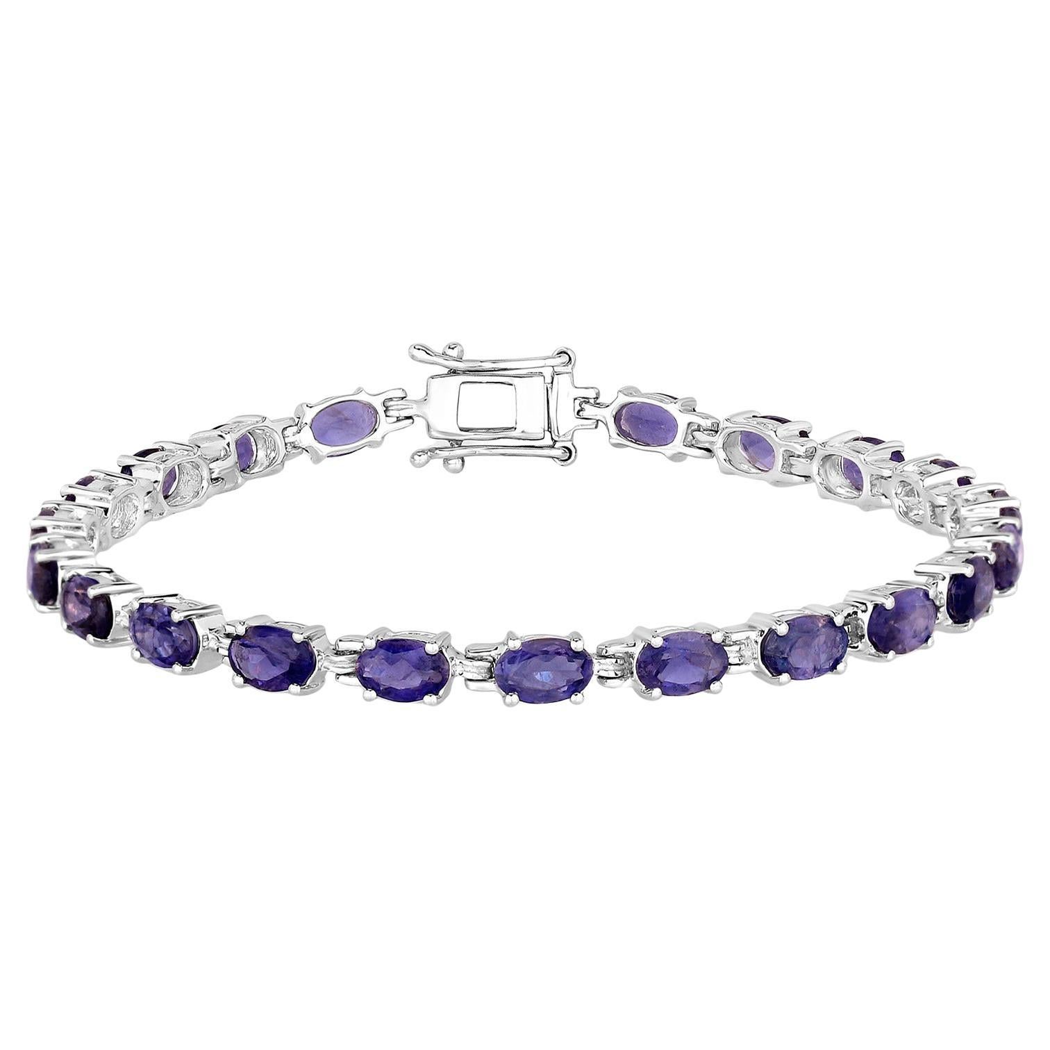 Bracciale Tennis Iolite 8,6 Carati Placcato in rodio A. Silver
