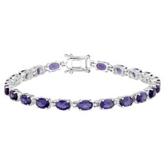 Iolite Tennis Bracelet 8.6 Carats Rhodium Plated Sterling Silver