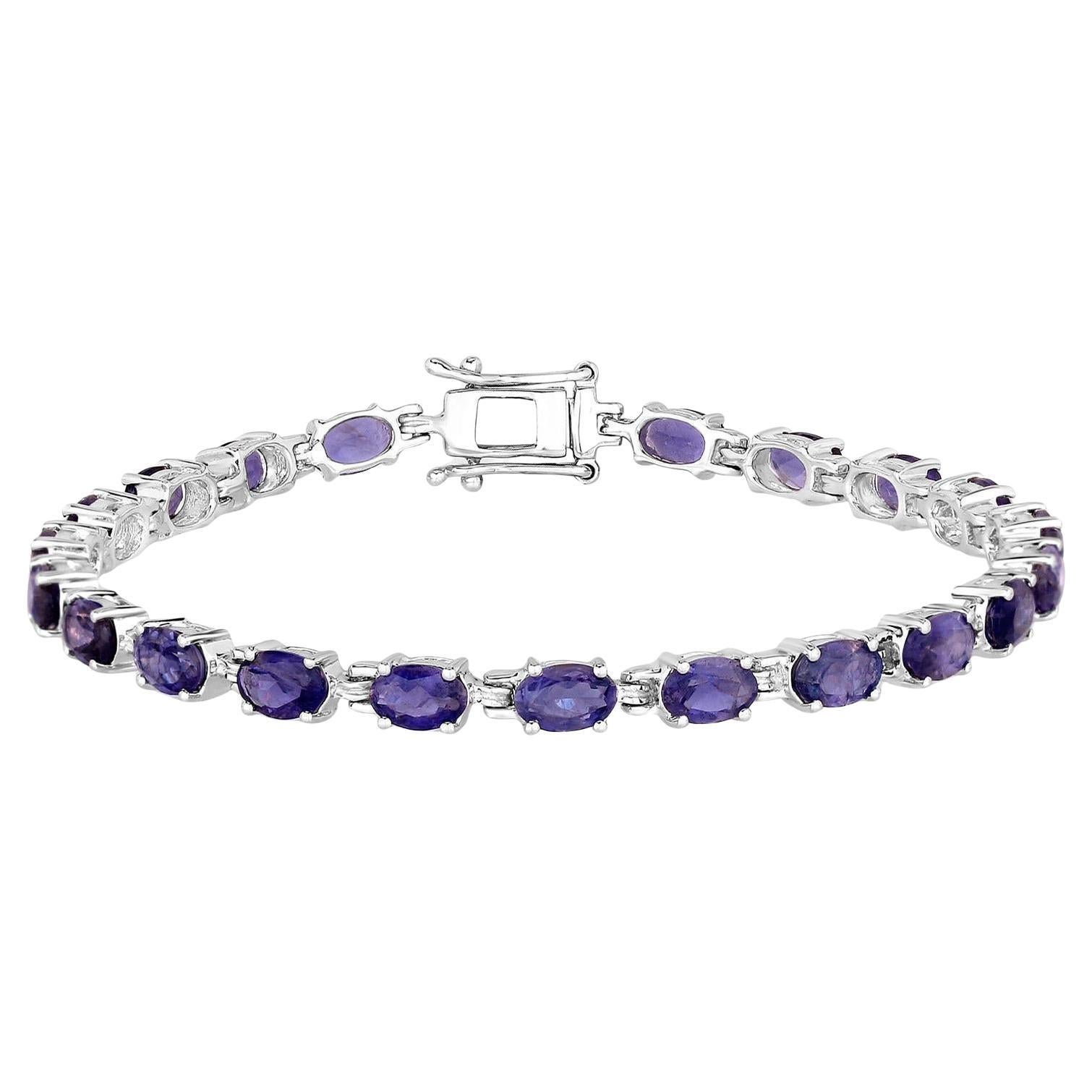 Pulsera de tenis de iolita 8,6 quilates Plata de Ley rodiada en venta