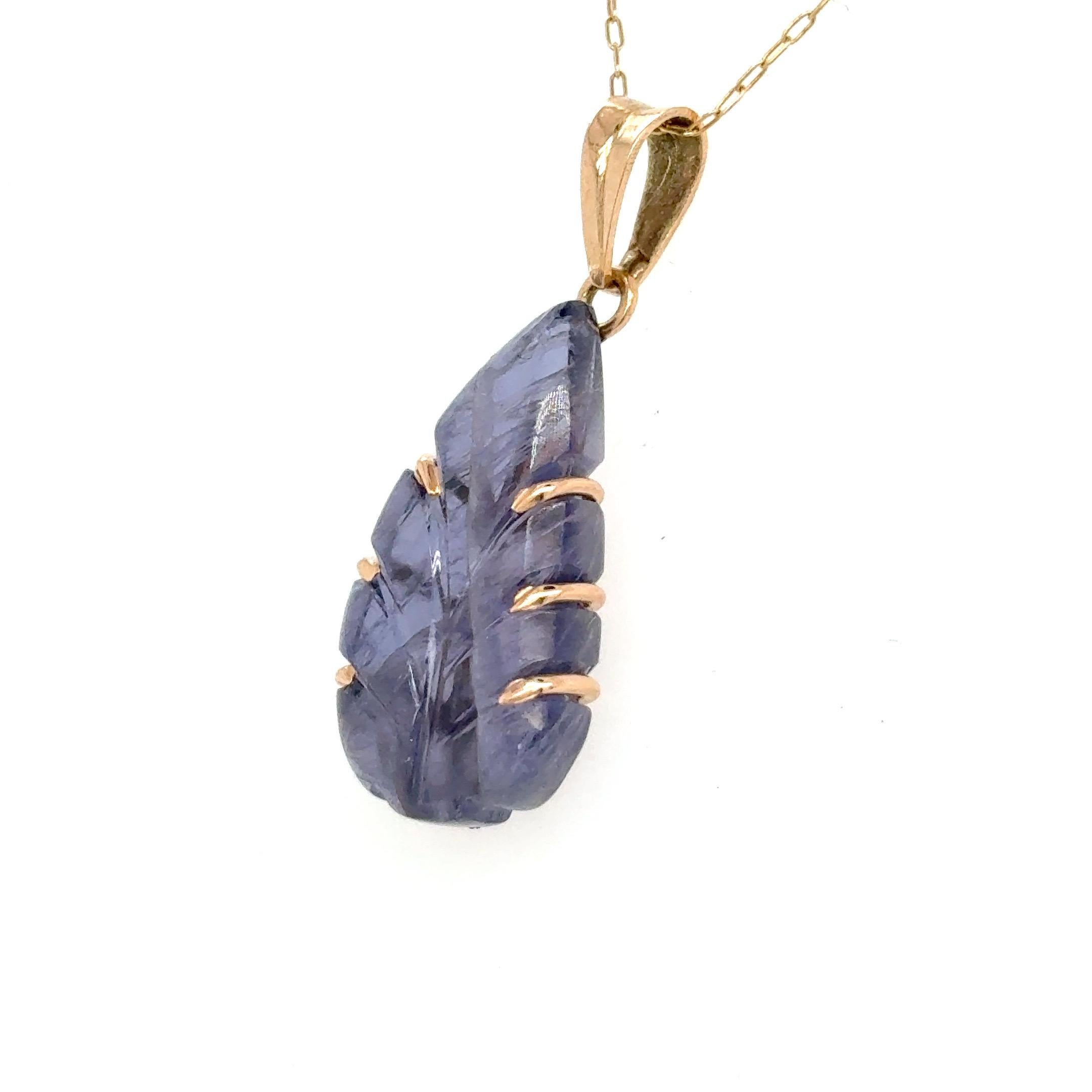 Iolith-Gelbgold-Blatt-Anhänger-Halskette 7