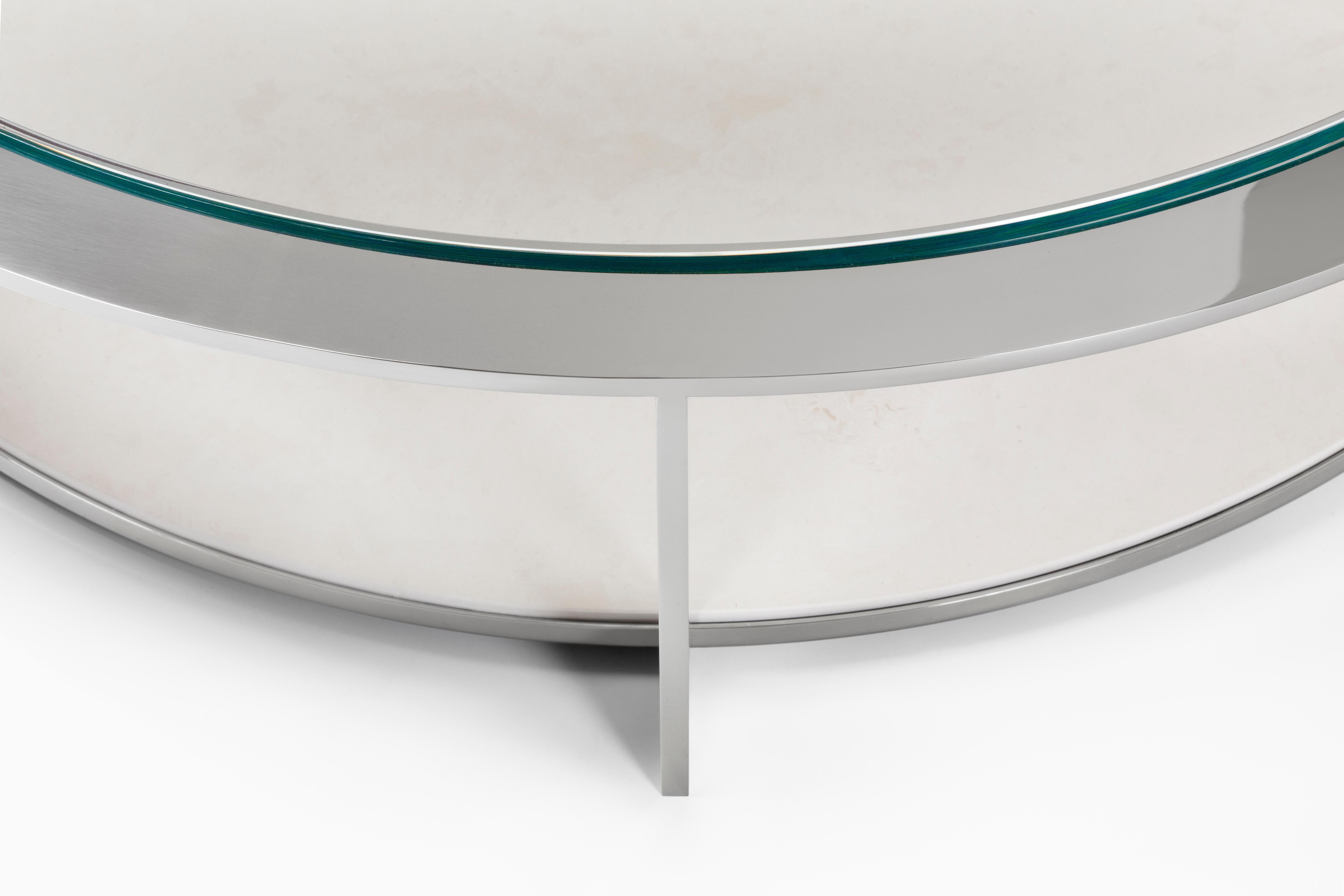 Moderne Table à cocktail Ion en métal, pierre et verre en vente