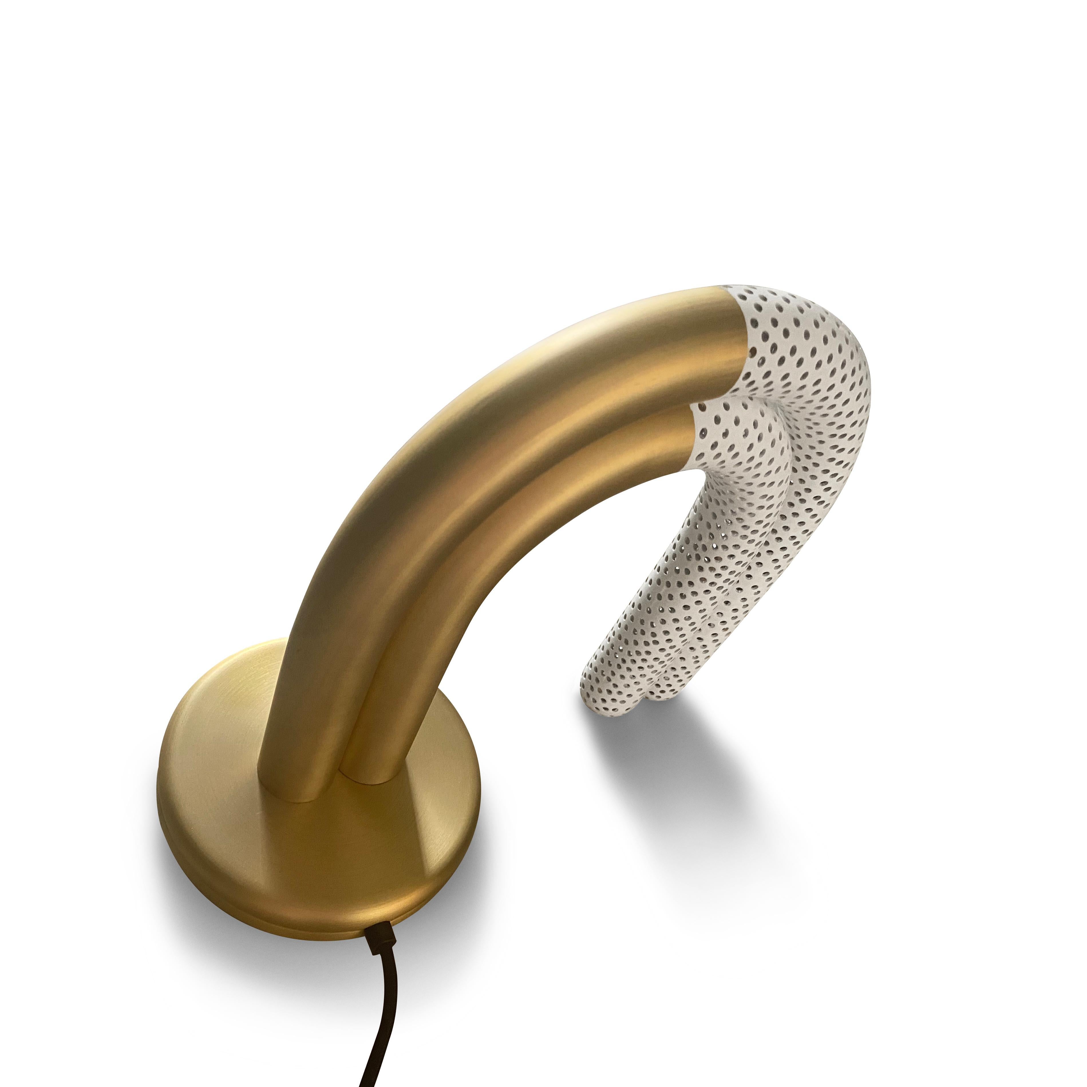 Modern Ion Desk Light, Brushed Brass by Lara Bohinc