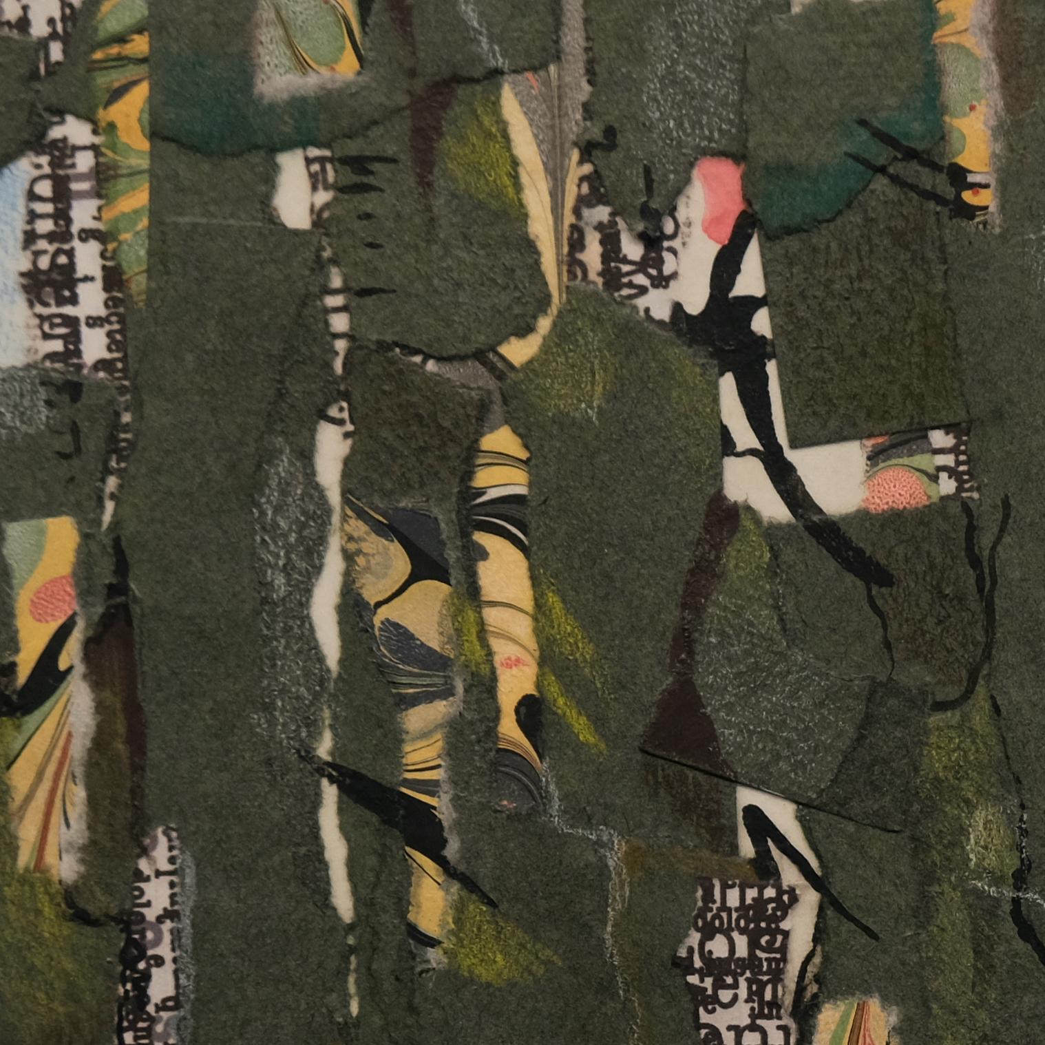 Abstrakte Collage von Iona Fromboluti.

Frombolutis Mischtechnik-Collagen sind wunderschöne abstrakte Kompositionen, die aus Formen bestehen, die sich überschneiden und miteinander interagieren. Die Künstlerin verwendet verschiedene Farben und deren