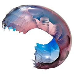 Iona Wave Rising, a Blue, Aqua & Purple Glass Sculpture by Graham Muir