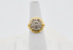 Ionia Ancient Greek Bee Coin Set in 22 Karat and Diamond Setting Ring
